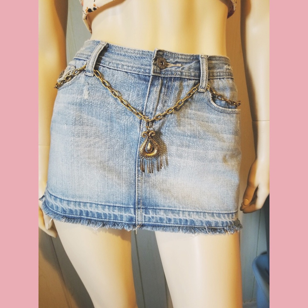 VTG 60s Boho Hippie Chunky Chainlink Gold Tone Pendant Belt/Statement Necklace